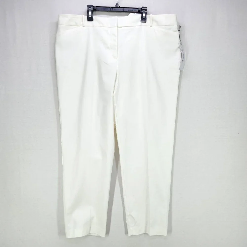 Liz Claiborne Womens Ankle Capri Stretch Pants Size 18 Career Emma Classic White - Picture 1 of 15
